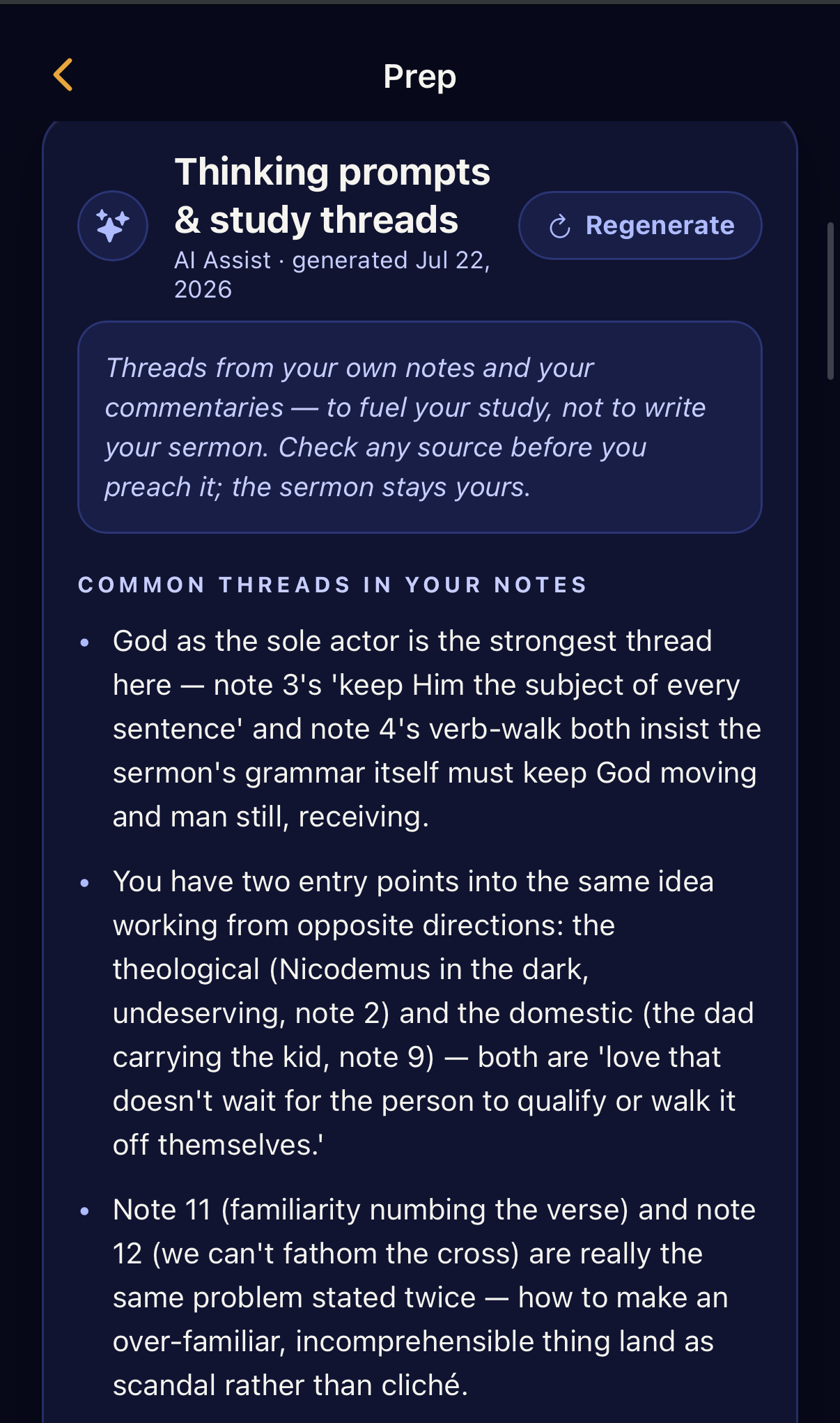 AI Assist surfacing common threads across your notes