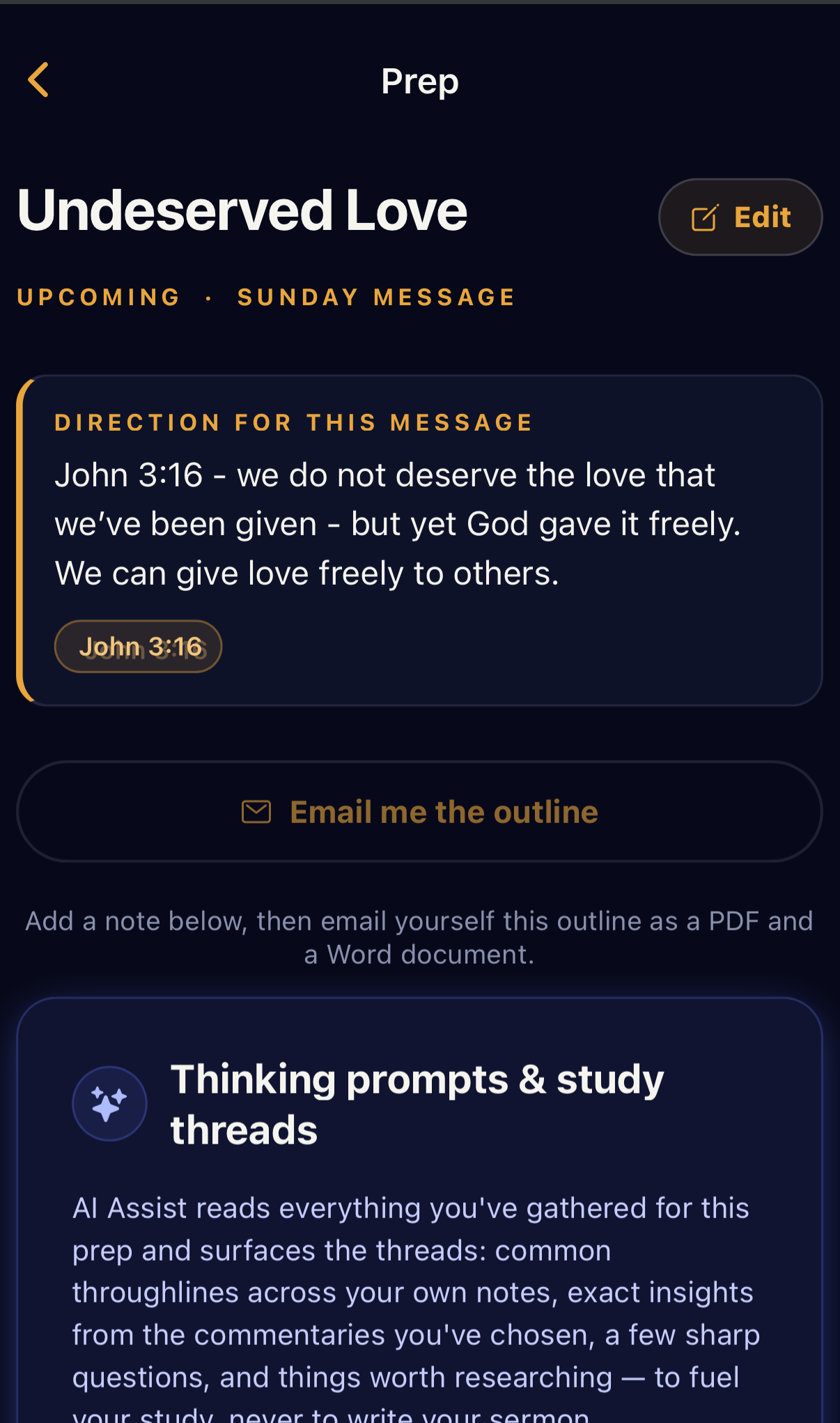 A Prep in Preacher Prep: Undeserved Love, with its direction and outline actions